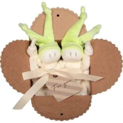 Coffret 2 Doudous Keptin-Jr Coton Bio Zmooz Lime Small 16 Cm - Doudou Bio