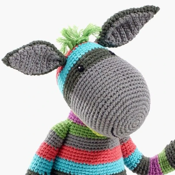 Doudou Âne Donkey 40cm Pebble® Maille Crochet Coton Bio - Doudou Bébé Bio 2 Doudou Âne Donkey 40cm Pebble® Maille Crochet Coton Bio - Doudou Bébé Bio – Image 2