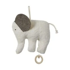 Doudou Boite à Musique éléphant Coton Organic Bio Elephant Blanc 16 Cm - Doudou Bio Naturel Efie