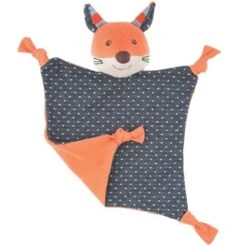 Doudou Carré Plat Hochet Apple Park™ Renard Frenchy Coton Bio - Organic Farm Buddies™