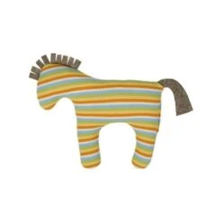 Doudou Hochet Coton Bio Organic Efie® Cheval Coloré & Rayé 18 Cm - Doudou Bio Naturel