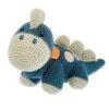 Doudou Hochet Dinosaure Steggi Bleu Pétrole 25cm Pebble® Maille Crochet Coton Bio - Doudou Bébé Bio