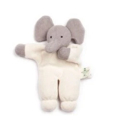 Doudou Hochet Nanchen® Natur éléphant Rüssel Coton Bio Eponge (Kba) Gris Ecru 18cm- Hochet Bio