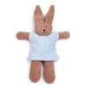 Doudou Hochet Nanchen Natur Lapin Hasi Coton Bio Eponge (Kba) Chocolat Bleu Ciel 18cm- Doudou Bio