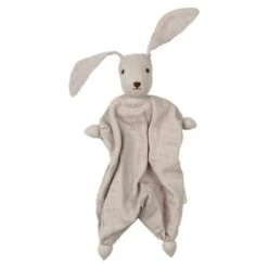 Doudou Lange Bébé Coton Bio Lapin Tino Mousseline Gris Hoppa®- Doudou Bio