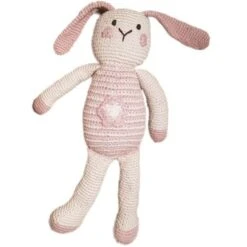Doudou Lapine Rose Flower 28cm Pebble® Maille Crochet Coton Bio - Doudou Bébé Bio