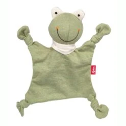 Doudou Naissance Plat à Nœuds Grenouille Verte Jersey De Coton Bio Sigikid® 19 Cm - Doudou Bébé