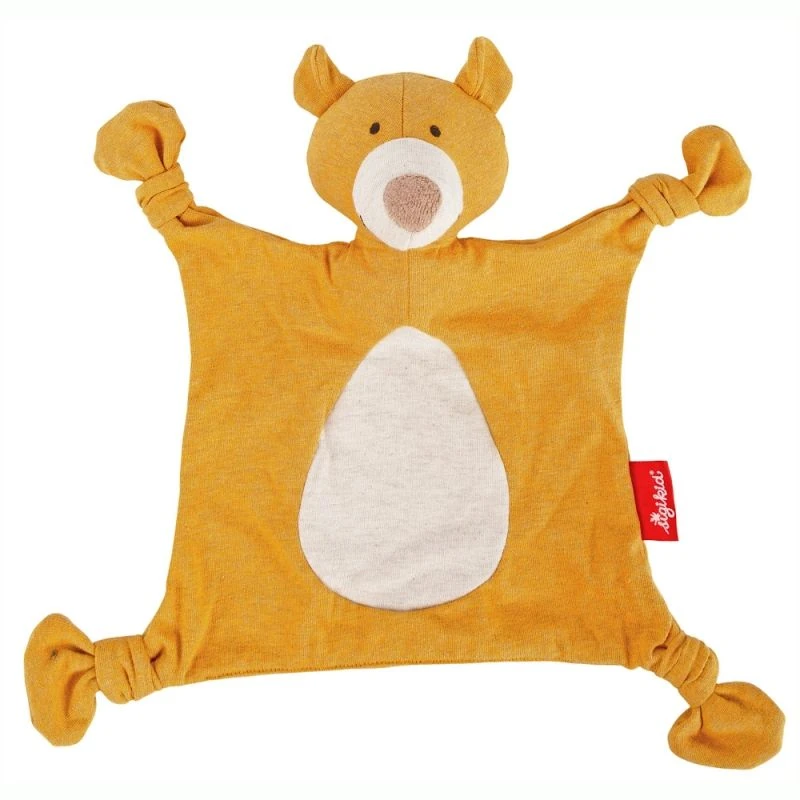 Doudou Ours Plat à Nœuds Jersey De Coton Bio Sigikid® 26 Cm Jaune Ocre - Doudou Bébé 1 Doudou Ours Plat à Nœuds Jersey De Coton Bio Sigikid® 26 Cm Jaune Ocre - Doudou Bébé