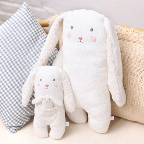 Doudou Peluche éponge De Coton Bio Lapin Et Lapinou 27cm Albetta® - Doudou Rondelets 2 Doudou Peluche éponge De Coton Bio Lapin Et Lapinou 27cm Albetta® - Doudou Rondelets – Image 2