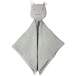 Doudou Plat Carré Mousseline De Coton Bio Hippopotame Albetta® 35cm - Lange Doudou