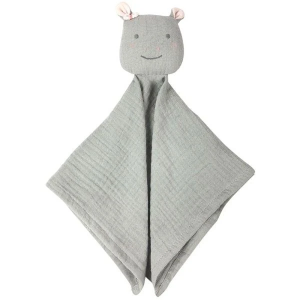 Doudou Plat Carré Mousseline De Coton Bio Hippopotame Albetta® 35cm - Lange Doudou 1 Doudou Plat Carré Mousseline De Coton Bio Hippopotame Albetta® 35cm - Lange Doudou