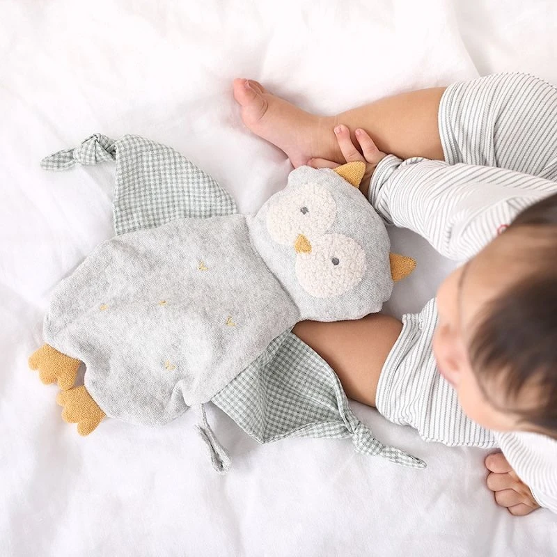 Doudou Plat éponge De Coton Bio Hibou Chouette Oliver 28cm Albetta® - Doudou Hibou 3 Doudou Plat éponge De Coton Bio Hibou Chouette Oliver 28cm Albetta® - Doudou Hibou – Image 3