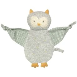 Doudou Plat éponge De Coton Bio Hibou Chouette Oliver 28cm Albetta® - Doudou Hibou