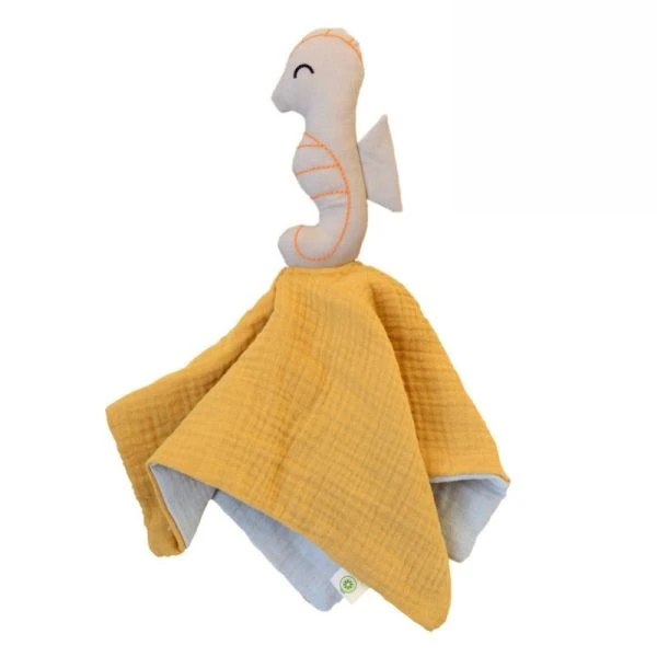 Doudou Plat Lange Coton Bio Hippocampe APunt Barcelona® 30cm - Doudou Bébé Bio 2 Doudou Plat Lange Coton Bio Hippocampe APunt Barcelona® 30cm - Doudou Bébé Bio – Image 2