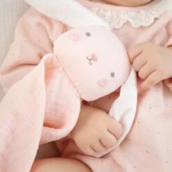 Doudou Plat Lapin Rose Lange Mousseline De Coton Bio Albetta® 35cm - Doudou Lange -Sigikid Promos Magasin doudou plat lapin rose lange mousseline de coton bio albetta doudou lange 3