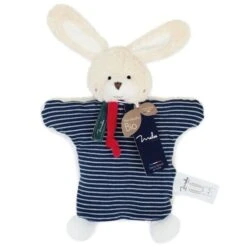 Doudou Plat Marionnette Lapin 25 Cm Maïlou Tradition® Coton Bio - Doudou Bio Français