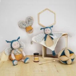 Doudou Plat Pollen L'abeille 25cm Coton Bio Doudou Et Compagnie® - Doudou Bio Français -Sigikid Promos Magasin doudou plat pollen l abeille 25cm coton bio doudou et compagnie doudou bio francais 6