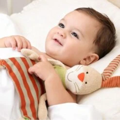 Doudou Plat  Sigikid® Lapin Bio Green Rayé 30 Cm - Doudou Bio -Sigikid Promos Magasin doudou plat sigikid lapin bio 2