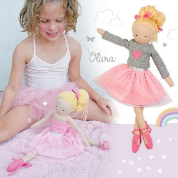 Doudou Poupée Tissu Coton Bio Ballerine Olivia Hoppa® - Poupée De Chiffon 3 Doudou Poupée Tissu Coton Bio Ballerine Olivia Hoppa® - Poupée De Chiffon – Image 3