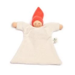 Doudous Plats Nanchen® Natur Poupée Waldorf Coton Bio Eponge (Kba) Écru & Orange 21cm - Jouets Bio