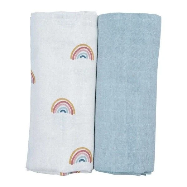 Duo De Langes Swaddle Arc-en-ciel Fabelab® Coton Bio GOTS - Lange Coton Bio 1 Duo De Langes Swaddle Arc-en-ciel Fabelab® Coton Bio GOTS - Lange Coton Bio