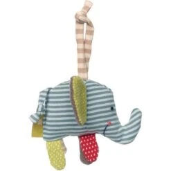 Hochet à Suspendre éléphant Rayé Sigikid® Série Green 11 Cm - Hochet Bio Bébé