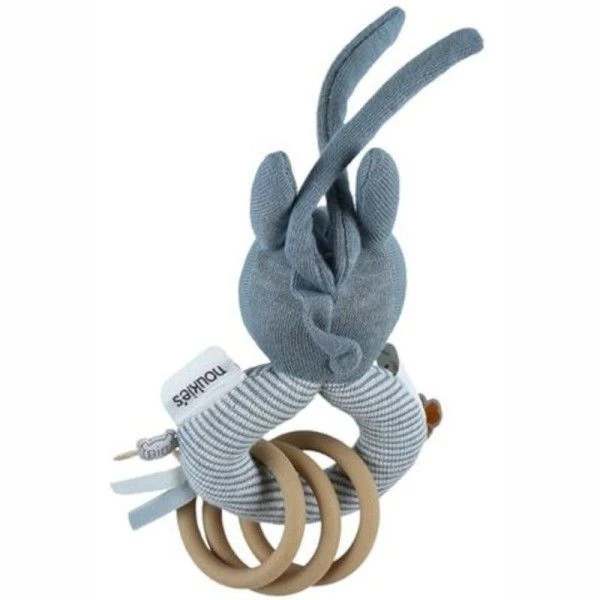 Hochet Attache Tétine & Anneau De Dentition Coton Bio & CaoutchoucÂne Paco Bleu Noukie's® - Bébé Bio 2 Hochet Attache Tétine & Anneau De Dentition Coton Bio & CaoutchoucÂne Paco Bleu Noukie's® - Bébé Bio – Image 2