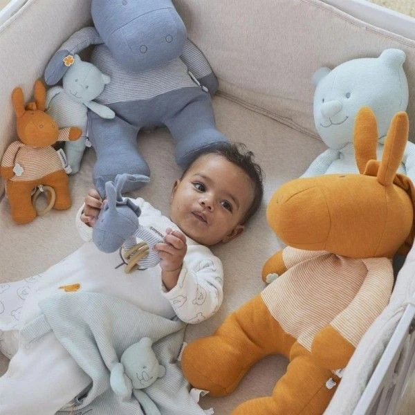 Hochet Attache Tétine & Anneau De Dentition Coton Bio & CaoutchoucÂne Paco Bleu Noukie's® - Bébé Bio 4 Hochet Attache Tétine & Anneau De Dentition Coton Bio & CaoutchoucÂne Paco Bleu Noukie's® - Bébé Bio – Image 4