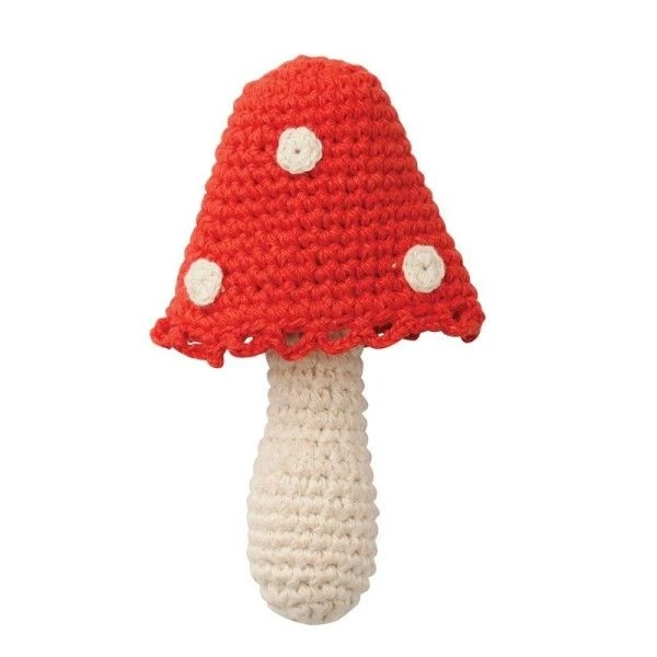 Hochet Au Crochet Coton Hoppa® Champignon - Hochets Bébé 1 Hochet Au Crochet Coton Hoppa® Champignon - Hochets Bébé