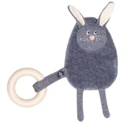 Hochet Bio & Anneau De Dentition Lapin Gris BruissantWooly Organic® Coton Bio 16 Cm - Hochet Bio GOTS
