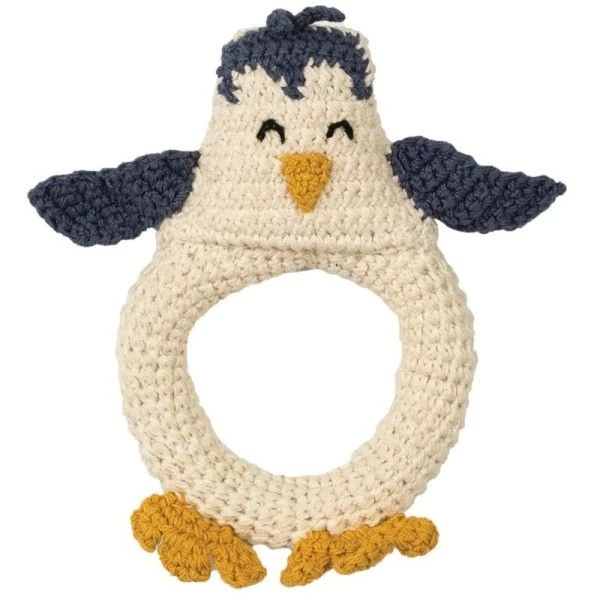 Hochet En Crochet Hoppa® Pingouin Coton Nature - Hochets Bébé 1 Hochet En Crochet Hoppa® Pingouin Coton Nature - Hochets Bébé