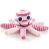 Hochet Poulpe Rose Pale 15cm Pebble® Maille Crochet Coton Bio - Doudou Bébé Bio