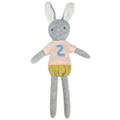 Lapin Peluche éponge De Coton Bio 2ème Anniversaire 44cm Albetta® - Peluche Bio