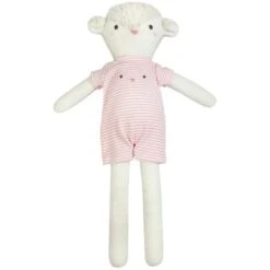 Peluche éponge De Coton Bio Agneau Tunique Rose 35cm Albetta® - Peluche Bio