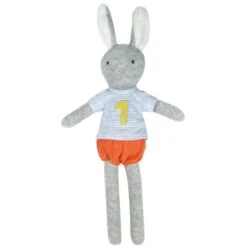 Lapin Peluche éponge De Coton Bio 1er Anniversaire 44cm Albetta® - Peluche Bio