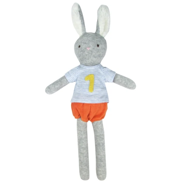 Lapin Peluche éponge De Coton Bio 1er Anniversaire 44cm Albetta® - Peluche Bio 1 Lapin Peluche éponge De Coton Bio 1er Anniversaire 44cm Albetta® - Peluche Bio