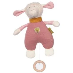 Peluche Musicale Bio Sigikid® Mouton Velours De Coton & Vichy Rose Green 22 Cm - Peluche Musicale Coton Bio