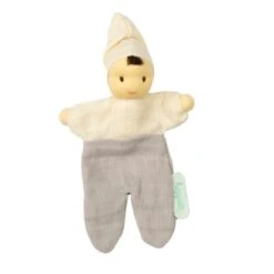 Petit Poupon Mousseline Coton Bio Mini Mix Bicolore 17cm Hoppa®- Doudou Bio