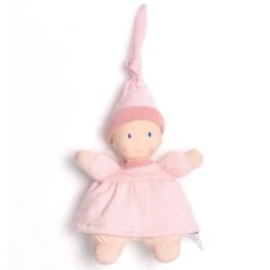 Poupée De Chiffon Premier âge Rose 22 Cm Tête Caoutchouc NaturelBonikka - Poupée Naissance