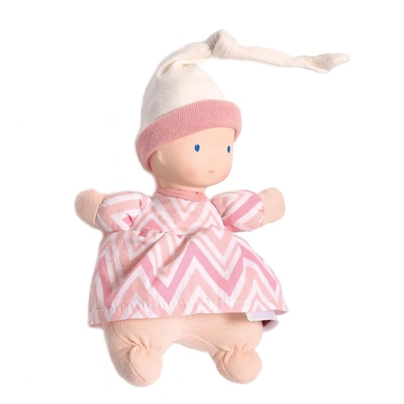 Poupée En Tissu Premier âge Rose Chevrons 22 Cm Tête Caoutchouc NaturelBonikka - Poupée Naissance 4 Poupée En Tissu Premier âge Rose Chevrons 22 Cm Tête Caoutchouc NaturelBonikka - Poupée Naissance – Image 4