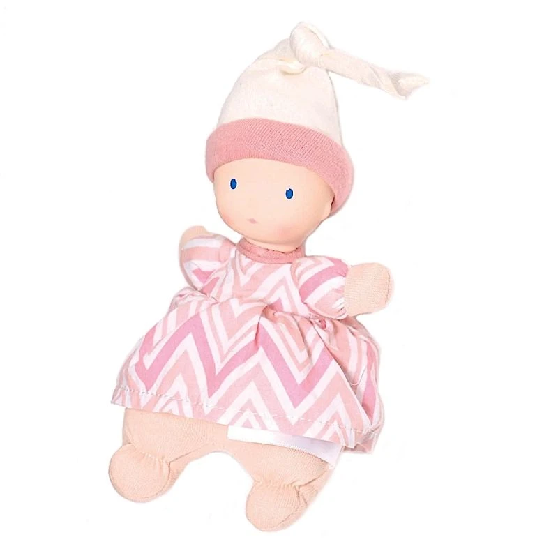 Poupée En Tissu Premier âge Rose Chevrons 22 Cm Tête Caoutchouc NaturelBonikka - Poupée Naissance 1 Poupée En Tissu Premier âge Rose Chevrons 22 Cm Tête Caoutchouc NaturelBonikka - Poupée Naissance