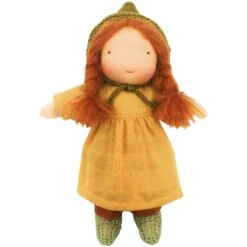 Poupée WaldorfMarie 28cm Rousse Aux Yeux Bruns Coton Bio ChimpyToys® - Véritable Poupée Waldorf