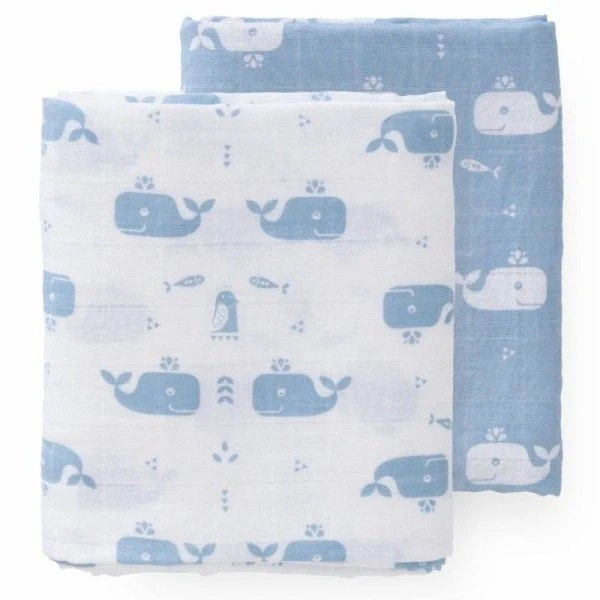 Set De Deux Langes 70cm Coton Bio Baleine Fresk® -Lange Coton Bio 2 Set De Deux Langes 70cm Coton Bio Baleine Fresk® -Lange Coton Bio – Image 2