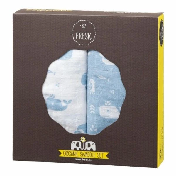 Set De Deux Langes 70cm Coton Bio Baleine Fresk® -Lange Coton Bio 1 Set De Deux Langes 70cm Coton Bio Baleine Fresk® -Lange Coton Bio