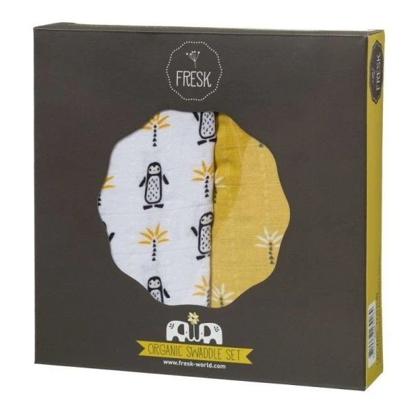 Set De Deux Langes 70cm Coton Bio Pingouin Fresk® -Lange Coton Bio 1 Set De Deux Langes 70cm Coton Bio Pingouin Fresk® -Lange Coton Bio